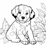 Autumn Bernedoodle with Leaves Coloring Pages 3
