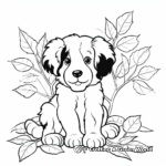 Autumn Bernedoodle with Leaves Coloring Pages 4
