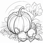 Autumn Leaves and Pumpkin Coloring Pages 2