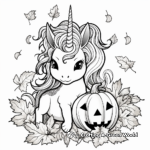 Autumn Leaves Unicorn Pumpkin Coloring Pages 3