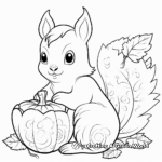 Autumn Squirrel with Acorn Coloring Pages 1