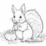 Autumn Squirrel with Acorn Coloring Pages 2