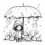 Autumn-Theme Umbrella Coloring Sheets with Leaves 2