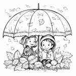 Autumn-Theme Umbrella Coloring Sheets with Leaves 3