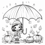 Autumn-Theme Umbrella Coloring Sheets with Leaves 4