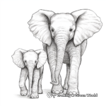 Baby and Adult Elephants Interaction Coloring Pages 3