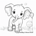 Baby Elephant Celebrating Birthday Party Coloring Pages 2