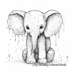 Baby Elephant in the Rain: Weather Coloring Pages 1