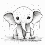 Baby Elephant in the Rain: Weather Coloring Pages 3