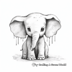 Baby Elephant in the Rain: Weather Coloring Pages 4
