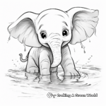 Baby Elephant Playing in Water Coloring Pages 3
