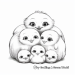 Baby Penguin with Family: Penguin Huddle Coloring Pages 1