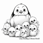 Baby Penguin with Family: Penguin Huddle Coloring Pages 3