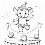 Balancing Baby Elephant Circus Scene Coloring Pages 4