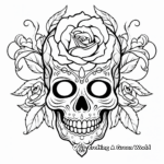 Baroque Style Rose Skull Coloring Pages 1
