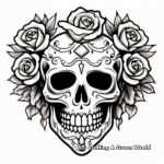 Baroque Style Rose Skull Coloring Pages 2