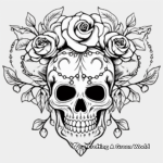 Baroque Style Rose Skull Coloring Pages 3