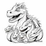Basilisk Family Coloring Pages: Male, Female, and Babies 1