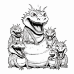Basilisk Family Coloring Pages: Male, Female, and Babies 2