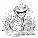 Basilisk in Water: Aquatic Scene Coloring Pages 4