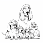Basset Hound Family Coloring Pages: Parents and Pups 2