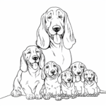 Basset Hound Family Coloring Pages: Parents and Pups 4