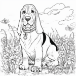 Basset Hound in Nature Coloring Pages 4