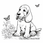 Basset Hound with Butterfly Friend Coloring Pages 2