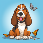 Basset Hound with Butterfly Friend Coloring Pages 3
