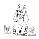 Basset Hound with Butterfly Friend Coloring Pages 4
