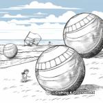 Beach Scene with Multiple Beach Balls Coloring Pages 2
