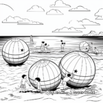 Beach Scene with Multiple Beach Balls Coloring Pages 3