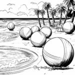 Beach Scene with Multiple Beach Balls Coloring Pages 4