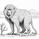 Beautiful Baboon in the Wild Coloring Pages 2
