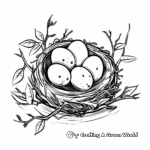Beautiful Bird Nest with Eggs Coloring Pages 2