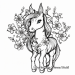Beautiful Blossom Unicorn Coloring Pages 2