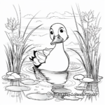 Beautiful Duck in Pond Coloring Pages 1