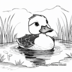 Beautiful Duck in Pond Coloring Pages 2