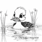 Beautiful Duck in Pond Coloring Pages 3