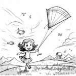 Beautiful Field day Kite flying Coloring Pages for Kids 1