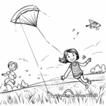 Beautiful Field day Kite flying Coloring Pages for Kids 4