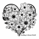 Beautiful Heart and Flowers Mother's Day Coloring Pages 1