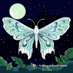Beautiful Luna Moth in Night Sky Coloring Pages 1