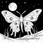 Beautiful Luna Moth in Night Sky Coloring Pages 3