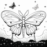 Beautiful Luna Moth in Night Sky Coloring Pages 4
