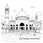 Beautiful Mosque during Ramadan Coloring Pages 2