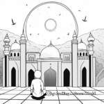 Beautiful Mosque during Ramadan Coloring Pages 4