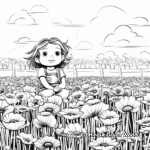 Beautiful Poppy Field and Memorial Day Coloring Page 2