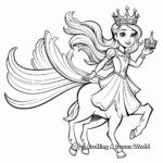 Beautiful Princess and Flying Unicorn Coloring Page 2