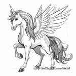 Beautiful Princess and Unicorn Pegasus Coloring Pages 1